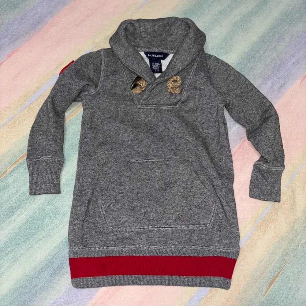 Ralph Lauren Dress kids size 3T Gray Sweater Fleece Long Sleeve Preppy Collar